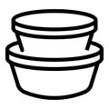 Mealtime tools icon outline vector. Plastic lunch containers