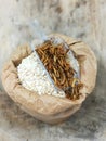 Mealworms, pur proteine in grain bag Royalty Free Stock Photo