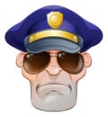 Mean Angry Cartoon Police Man Cop in Shades