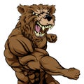 Mean bear sports mascot punching