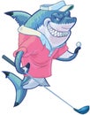 Mean Cartoon Golf Shark with Driver and Ball Royalty Free Stock Photo