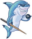 Mean Cartoon Pool Shark with Cue and Eight Ball Royalty Free Stock Photo