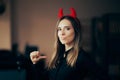 Evil Selfish and Arrogant Manager Pointing to Herself Royalty Free Stock Photo