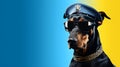 Doberman Pinscher working as a security officer or cop. Generative AI