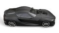 Mean matte black super sports car - side view