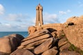 Mean Ruz Lighthouse, Ploumanach, Pink Granite Coast of Brittany Royalty Free Stock Photo