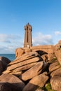 Mean Ruz Lighthouse, Ploumanach, Pink Granite Coast of Brittany Royalty Free Stock Photo