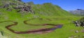 Meander in Aguastuertas, Selva de Oza, Huesca Pyrenees Royalty Free Stock Photo