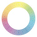 Meander Circle Seamless Rainbow Colored Frame