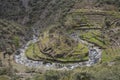 Meander of the Malvellido river in the town of El Gasco, in Las Hurdes Royalty Free Stock Photo