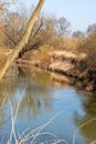 Meander of Odra river in early spring CHKO Poodri in Czech republic Royalty Free Stock Photo