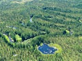 Meandering river in siberian taiga