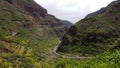 Meandering road running through a vegetated valley