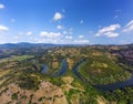 Meanders of the Nora river in Asturias, Spain