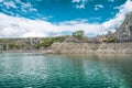 Meanders at rocky river Uvac gorge on sunny day, southwest Serbia.