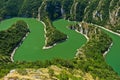 Meanders at rocky river Uvac gorge on sunny morning