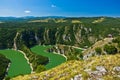 Meanders at rocky river Uvac gorge on sunny morning Royalty Free Stock Photo