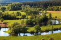 Meanders of Seversky Donets river near Vovchansk, Eastern Ukraine. Beautiful springtime landscape