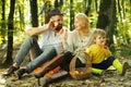 Meaning of happy family. United with nature. Family day concept. Happy family with kid boy relaxing while hiking in Royalty Free Stock Photo