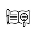 Black line icon for Meaning, means and book Royalty Free Stock Photo