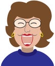 Laughing Flat Vector Cartoon Woman in Blue