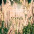 Meaningful quote on blurred meadow background Royalty Free Stock Photo