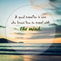 Meaningful quote on blurred seascape background