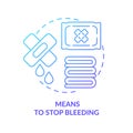 Means to stop bleeding blue gradient concept icon