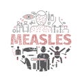 Measles banner. Symptoms, Treatment. Line icons set. Vector signs.