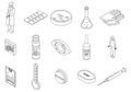 Measles icons set vector outline