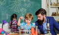 Measurable outcomes. Child care and development. Critical thinking and problem solving. Science club afterschool program Royalty Free Stock Photo