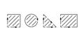 Measure area of shape square, triangle, circle and rectangle, size inside m2 icon. Measuring surface dimension sign