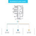 measure, caliper, calipers, physics, measurement Business Flow Chart Design with 3 Steps. Line Icon For Presentation Background