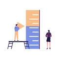 measure how many have reached the goal, the goal has reached the level flat vector illustration Royalty Free Stock Photo
