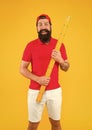 Measure the length. Measuring a line. back to school. Teacher hold metric ruler yellow background. bearded man preparing