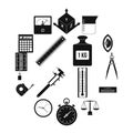 Measure precision icons set, simple style