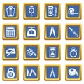 Measure precision icons set blue square vector Royalty Free Stock Photo