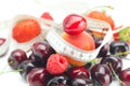 Measure tape and berries Royalty Free Stock Photo