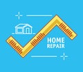 Measure tape with home repair icons Royalty Free Stock Photo