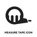 Measure tape icon vector isolated on white background, logo concept of Measure tape sign on transparent background, black filled Royalty Free Stock Photo