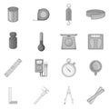 Measure tools icons set, monochrome style Royalty Free Stock Photo