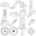 Measure tools icons set, outline style