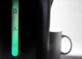 Measured mark water level of the electric kettle close up Royalty Free Stock Photo