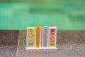 Measurement of chlorine and PH of a pool Royalty Free Stock Photo