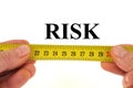 Risk measurement concept close up on white background