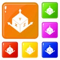 Measurement cube square icons set vector color Royalty Free Stock Photo