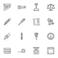 Measurement, dimension line icons set