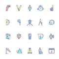Measurement elements RGB color icons set