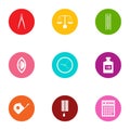 Measurement icons set, flat style