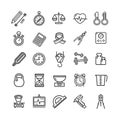 Measurement Signs Black Thin Line Icon Set. Vector